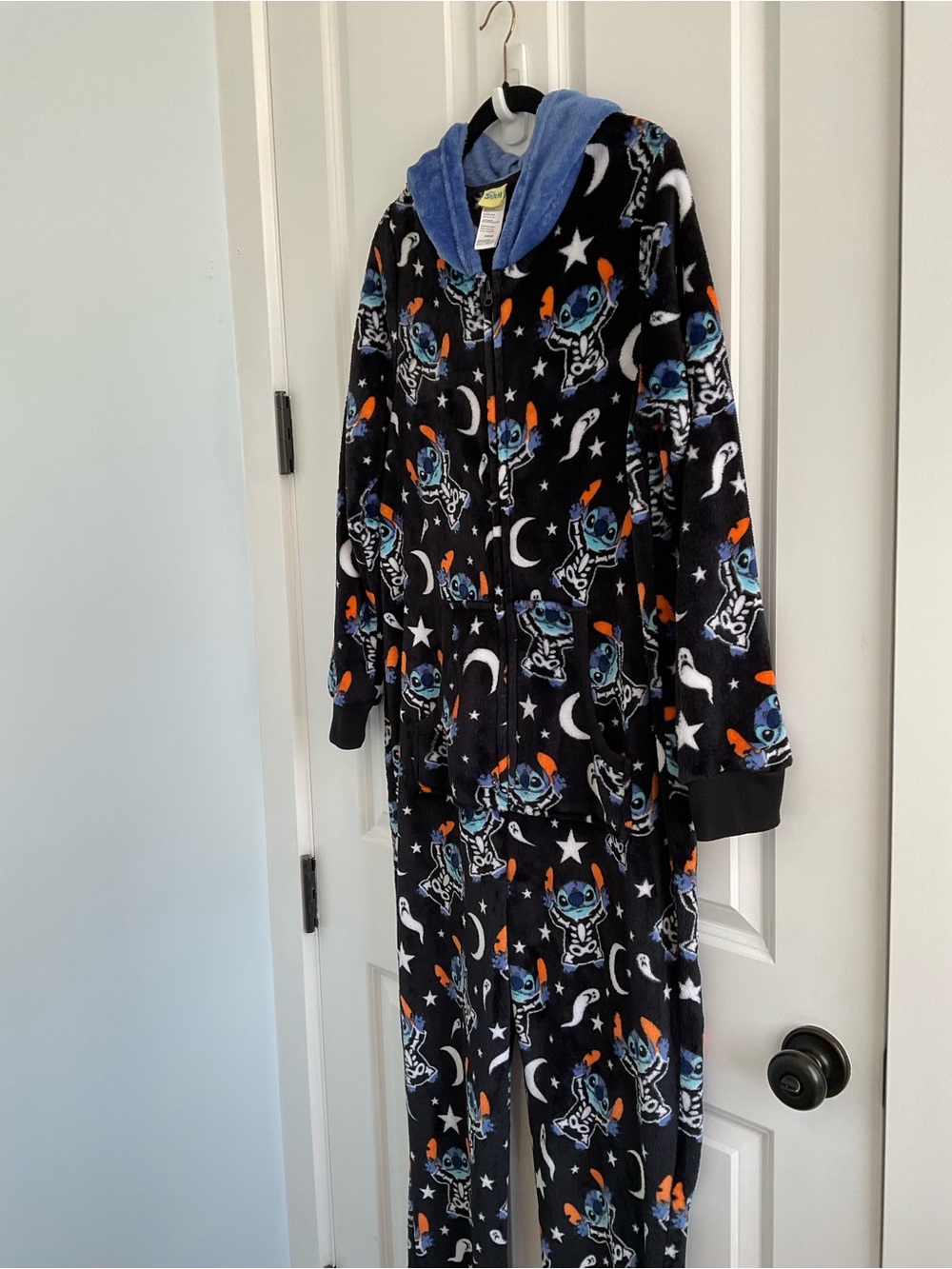 Disney Stitch Hooded Fleece Onesie - Blue & Black with Orange Accents - Picture 5 of 8